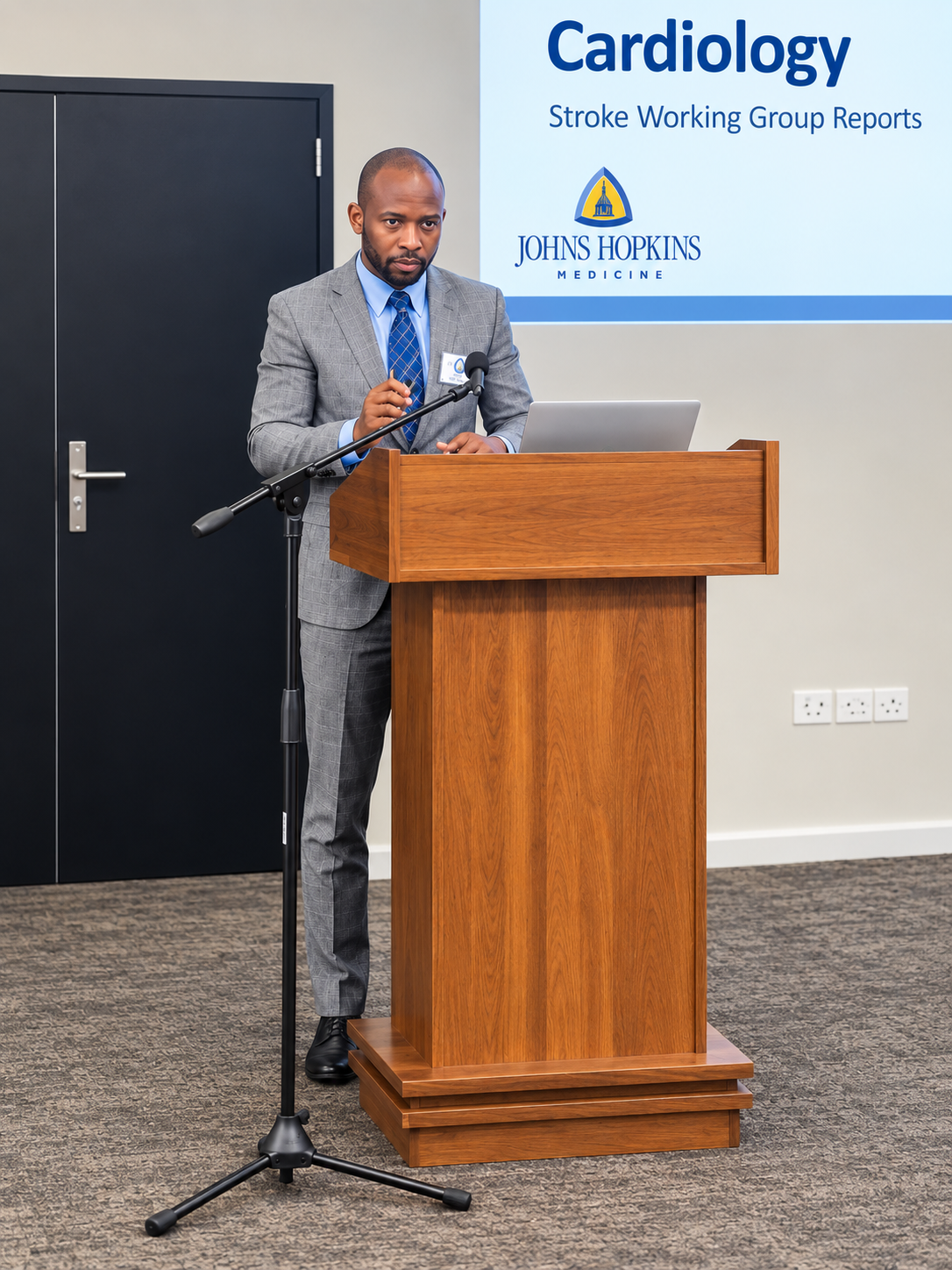 Dr. Chilando presenting at the Johns Hopkins Cardiology — Stroke Working Group Reports